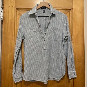 Linen Cotten Blend Striped Dress Shirt